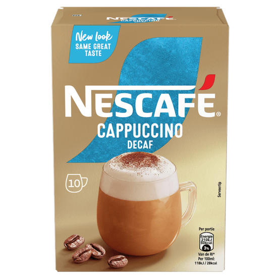 Foto van Nescafé Oploskoffie cappuccino cafeïnevrij op witte achtergrond