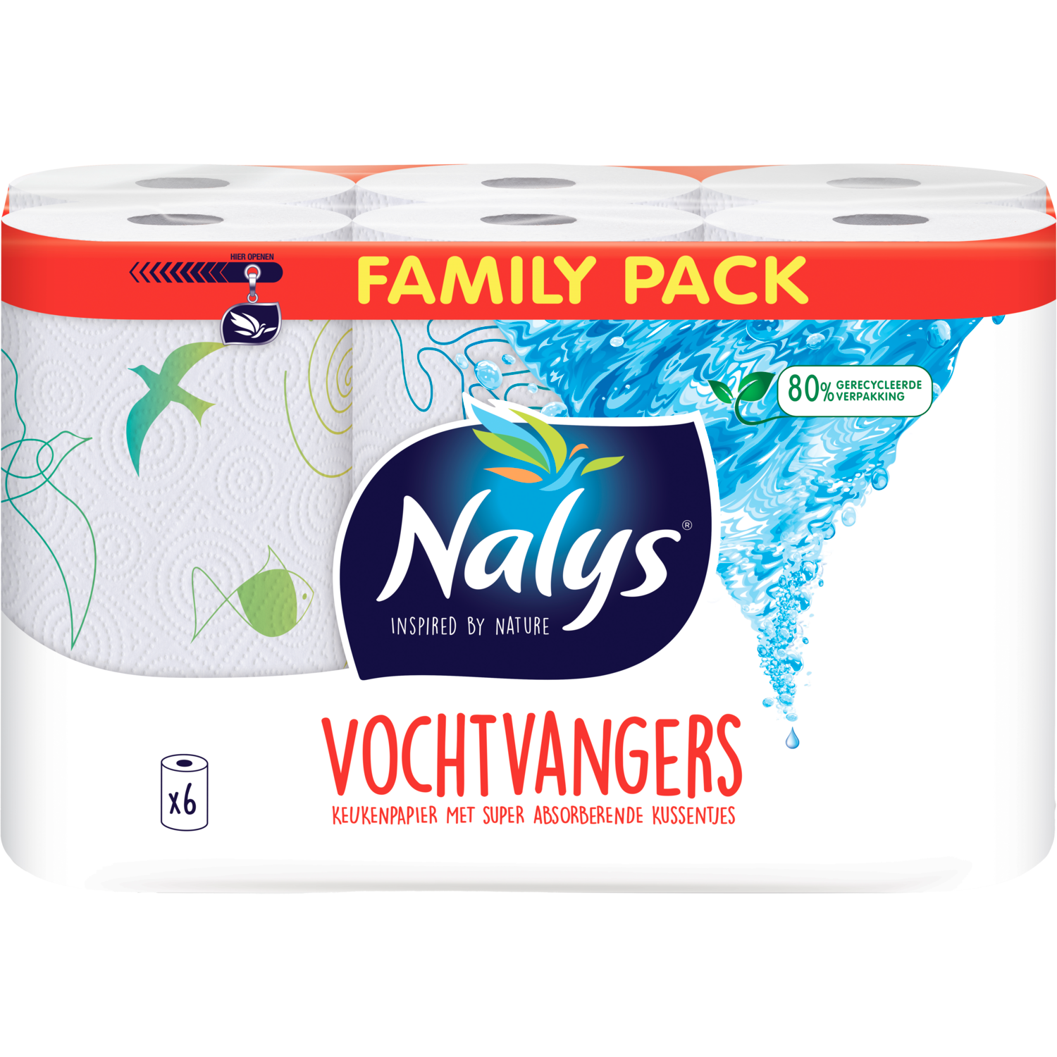 Nalys Keukenpapier 6 rollen vochtvangers