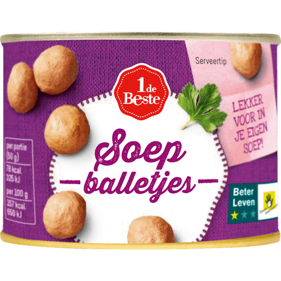 Foto van 1 de Beste Soepballetjes op witte achtergrond