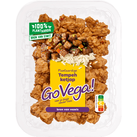 Foto van Go Vega Tempeh blokjes ketjap op witte achtergrond