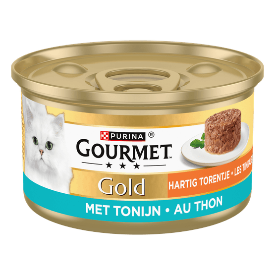 Foto van Gourmet Gold hartig torentje tonijn op witte achtergrond