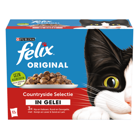 Foto van Felix Kattenvoer vlees selectie 12 stuks op witte achtergrond