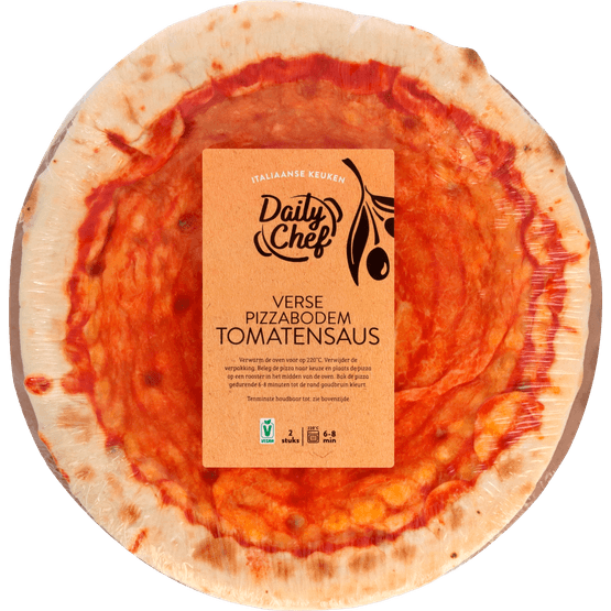 Foto van Daily Chef Pizzabodem met tomatensaus op witte achtergrond