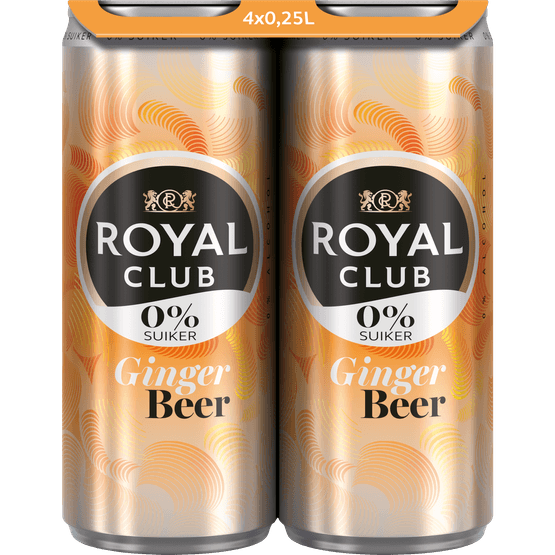 Foto van Royal Club Ginger beer 0% 4x 25cl op witte achtergrond