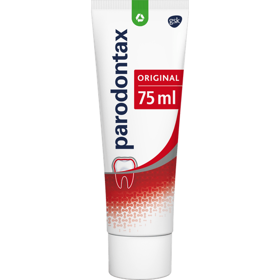 Foto van Parodontax Tandpasta fluoride op witte achtergrond