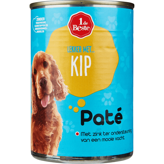 Foto van 1 de Beste Hondenvoer paté kip op witte achtergrond
