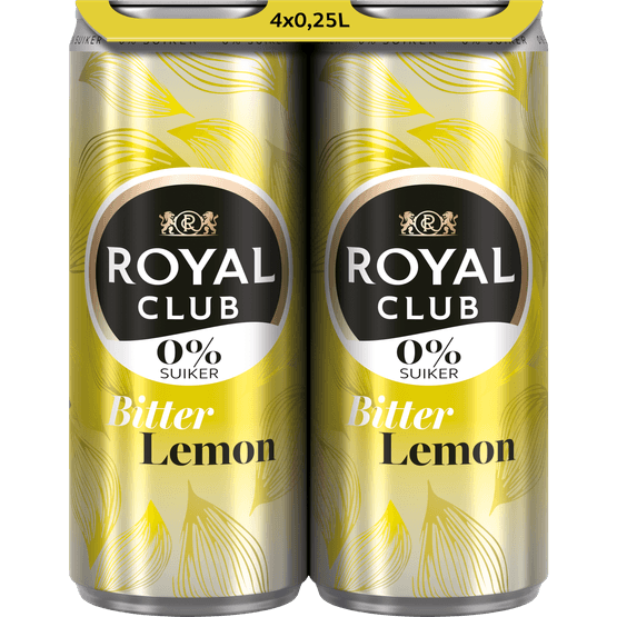 Foto van Royal Club Bitter lemon 0% 4x 25cl op witte achtergrond