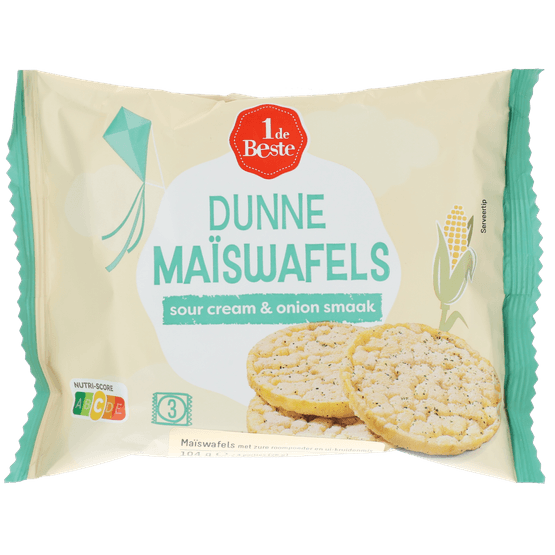 Foto van 1 de Beste Maiswafels sour cream onion 4x3 op witte achtergrond