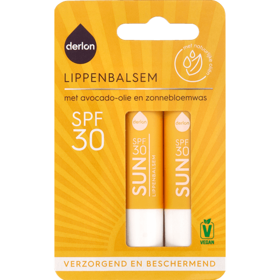 Foto van Derlon Lippenbalsem spf op witte achtergrond