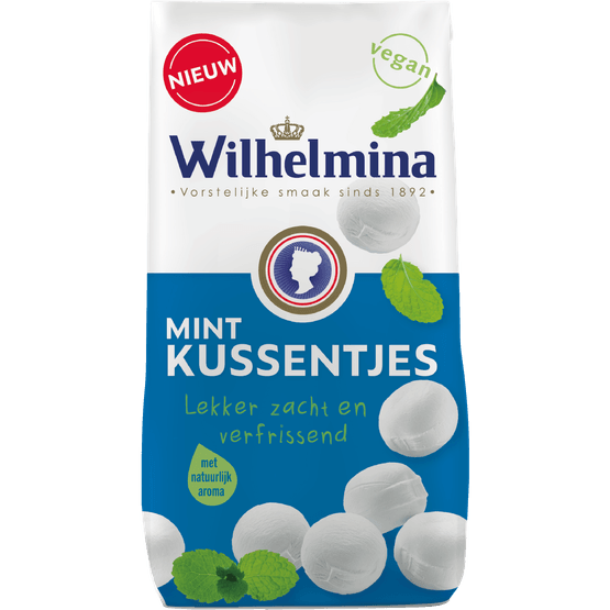 Foto van Wilhelmina Pepermunt kussentjes op witte achtergrond