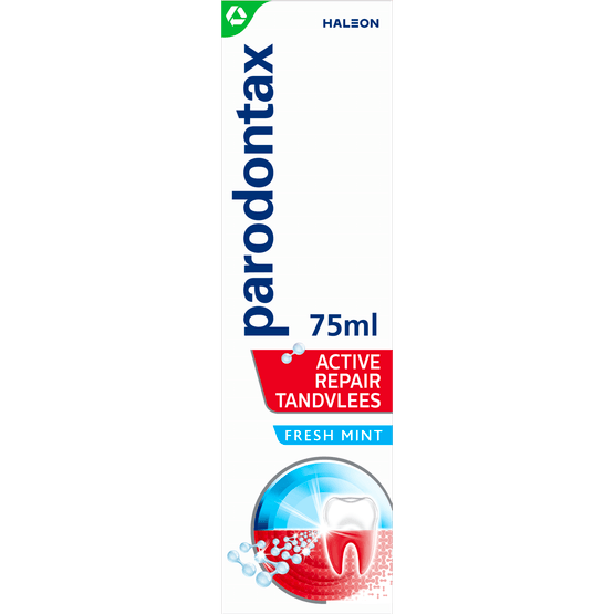 Foto van Parodontax Tandpasta active repair freshmint op witte achtergrond