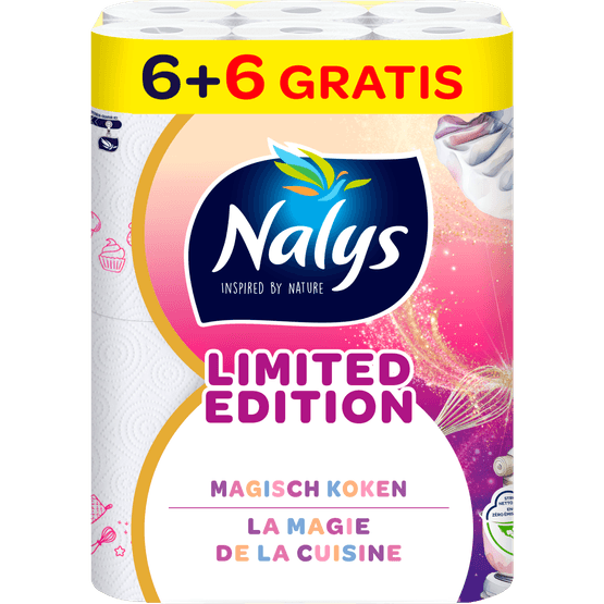 Foto van Nalys Keukenpapier limited edition 6+6 rollen gratis op witte achtergrond