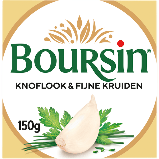 Foto van Boursin Knoflook en fijne kruiden op witte achtergrond
