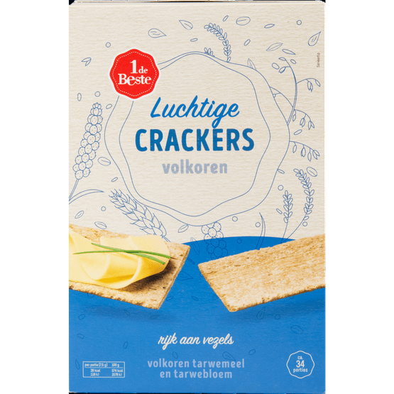 Foto van 1 de Beste Luchtige crackers volkoren op witte achtergrond