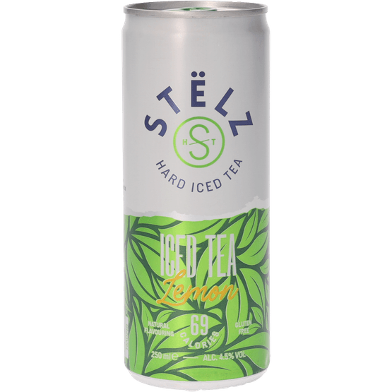 Foto van Stelz Hard ice tea lemon op witte achtergrond