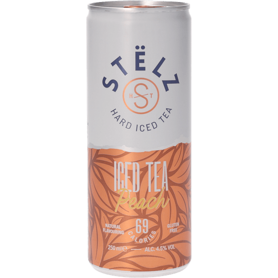 Foto van Stelz Hard ice tea peach op witte achtergrond