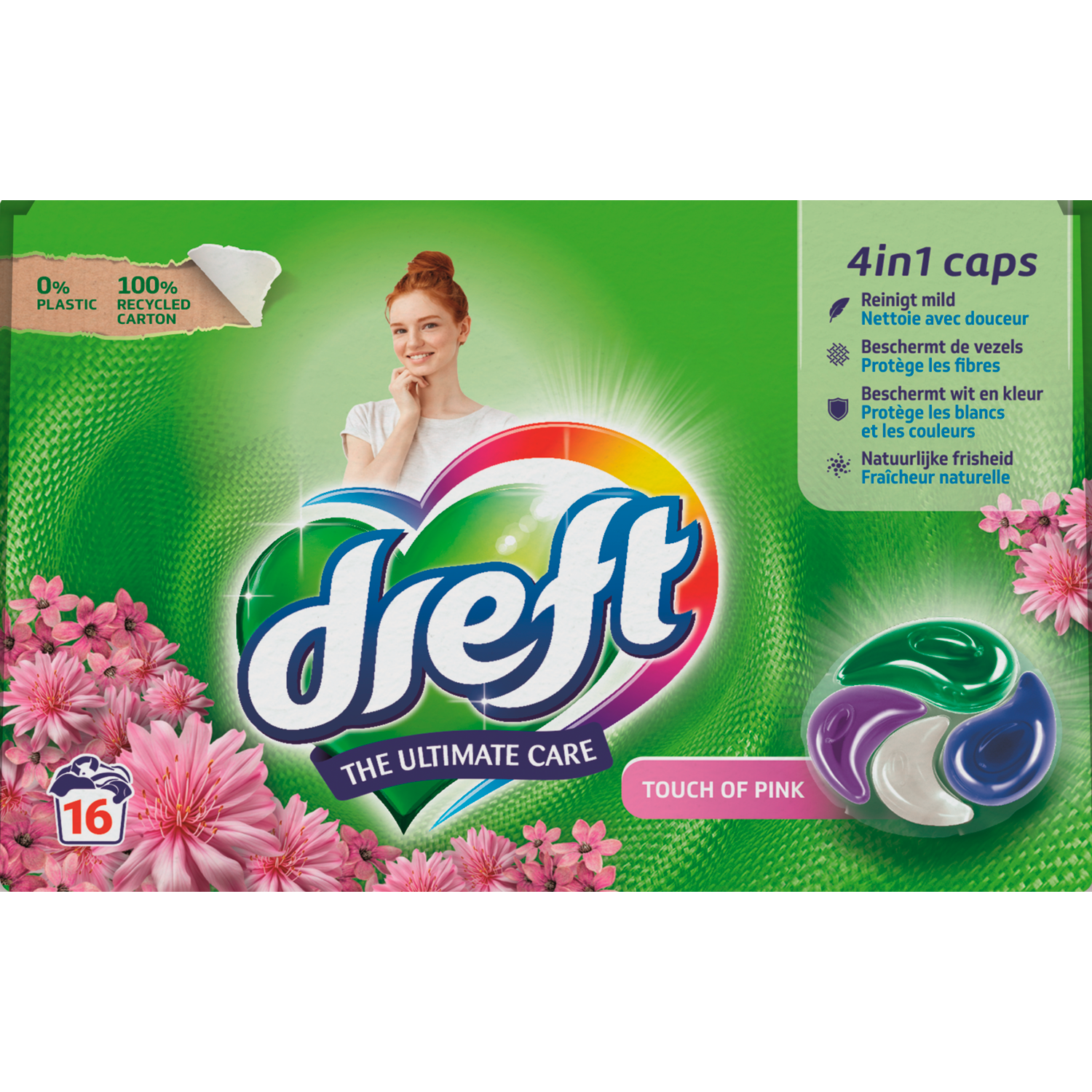 Dreft Wasmiddel capsules touch of pink