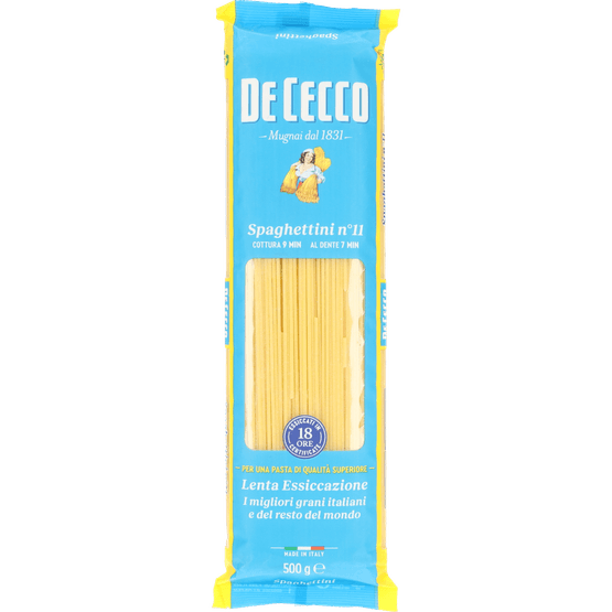 Foto van De Cecco Spaghettini op witte achtergrond