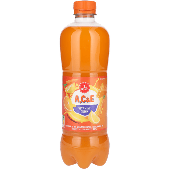 Foto van 1 de Beste Ace vitaminedrink 6x500ml op witte achtergrond