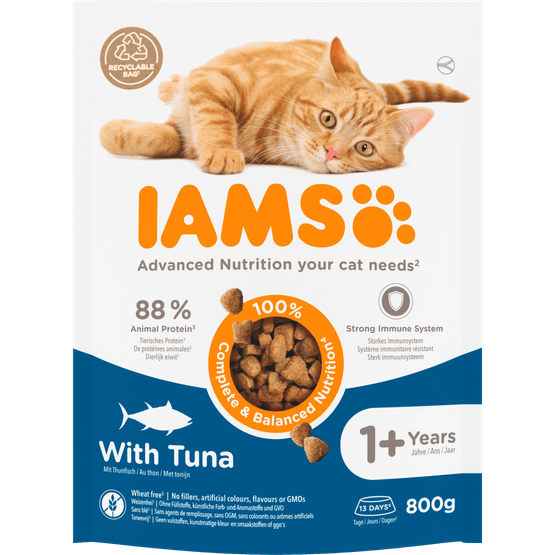 Foto van Iams Kattenvoer tonijn op witte achtergrond