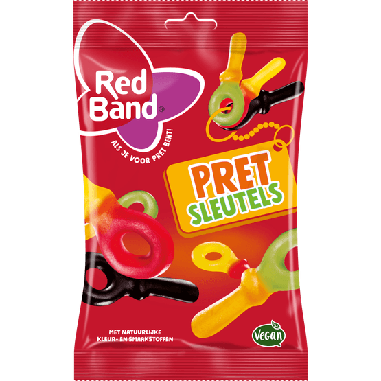 Foto van Red Band Pretsleutels op witte achtergrond