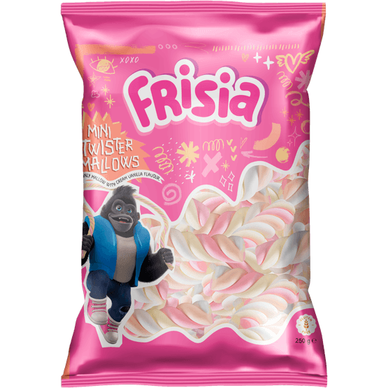Foto van Frisia Mini twister mallows op witte achtergrond