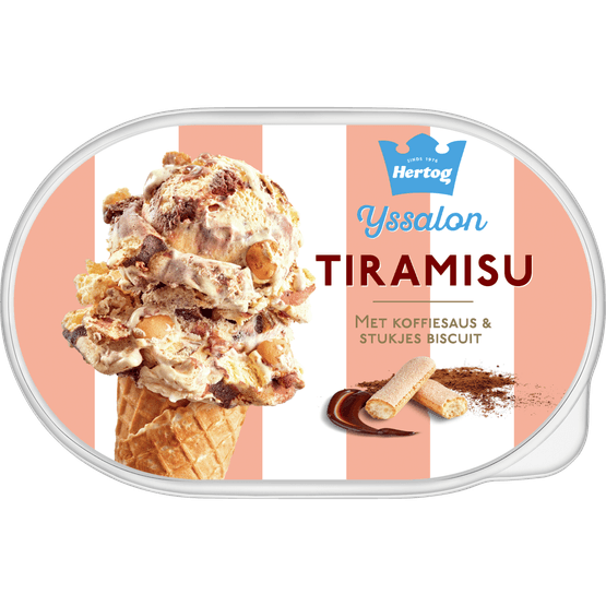 Foto van Hertog Ijs tiramisu op witte achtergrond