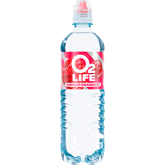Foto van O2Life Mineraalwater red fruit cranberry op witte achtergrond