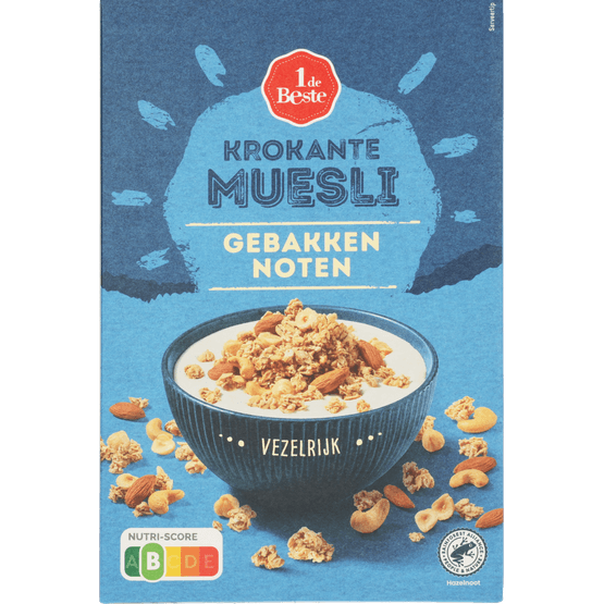 Foto van 1 de Beste Krokante muesli gebakken noten op witte achtergrond