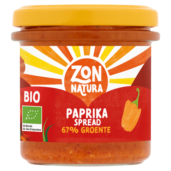 Foto van Zonnatura Groentespread paprika op witte achtergrond