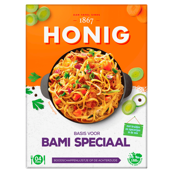 Foto van Honig Kruidenmix bami speciaal op witte achtergrond