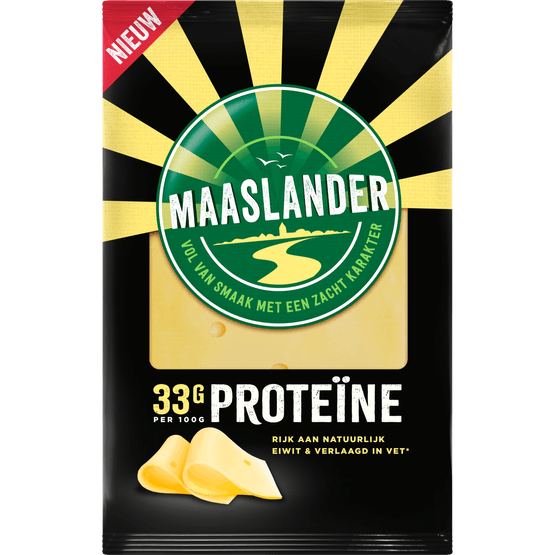 Foto van Maaslander Kaas proteine plakken op witte achtergrond