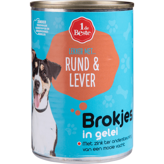 Foto van 1 de Beste Hondenvoer kalf-lever in gelei op witte achtergrond