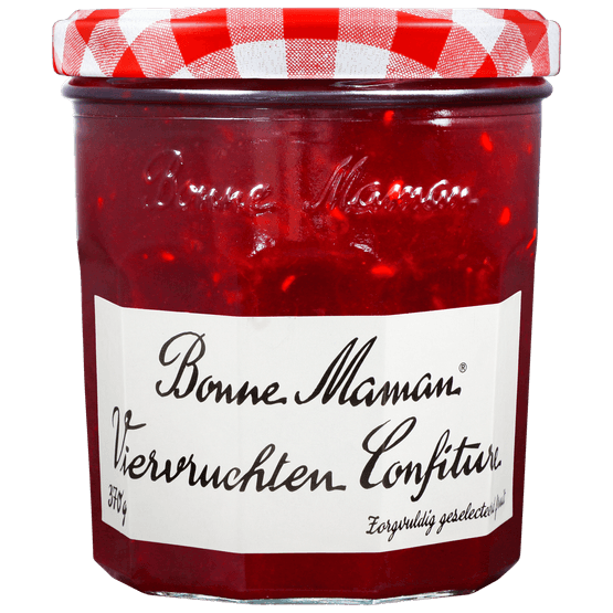 Foto van Bonne Maman Confiture viervruchten op witte achtergrond