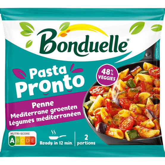 Foto van Bonduelle Pasta pronto penne mediterrane groente op witte achtergrond