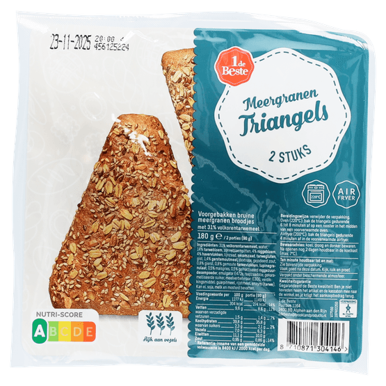 Foto van 1 de Beste Triangels donker meergranen 2 stuks op witte achtergrond