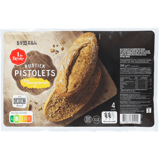 Foto van 1 de Beste Pistolet rustiek meergranen 4 stuks op witte achtergrond