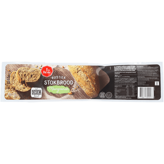 Foto van 1 de Beste Stokbrood rustiek meergranen op witte achtergrond