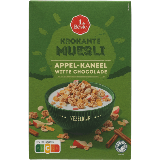 Foto van 1 de Beste Krokante muesli appel kaneel op witte achtergrond