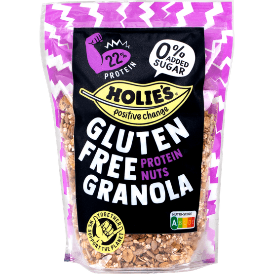 Foto van Holie's Granola protein peanuts op witte achtergrond