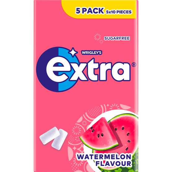 Foto van Extra Watermelon suikervrij 5-pack op witte achtergrond