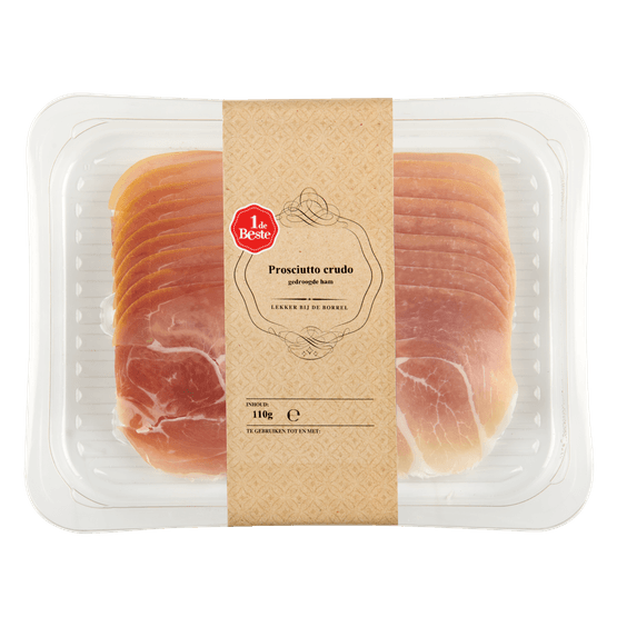 Foto van 1 de Beste Prosciutto crudo op witte achtergrond