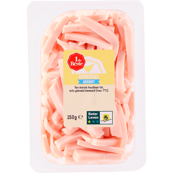 Foto van 1 de Beste Kipreepjes gekookt op witte achtergrond