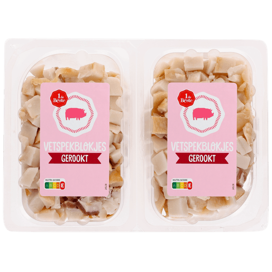 Foto van 1 de Beste Vetspekblokjes duo gerookt op witte achtergrond
