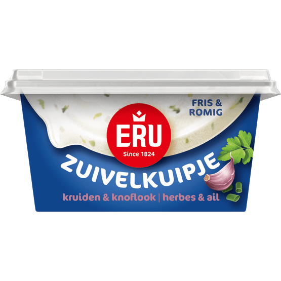 Foto van ERU Zuivelkuipje kruiden & knoflook op witte achtergrond