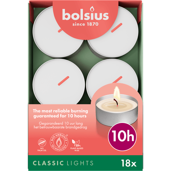 Foto van Bolsius Theelichten maxi 10 uur op witte achtergrond