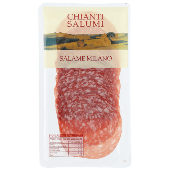 Foto van Salami milano chianti op witte achtergrond
