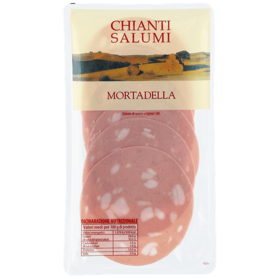 Foto van Mortadella chianti op witte achtergrond