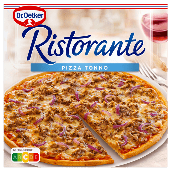 Foto van Dr. Oetker Ristorante pizza tonno op witte achtergrond