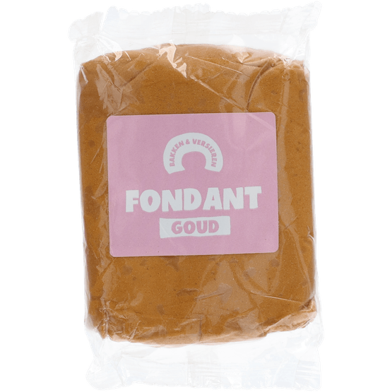 Foto van Bakken & Versieren Rolfondant goud op witte achtergrond
